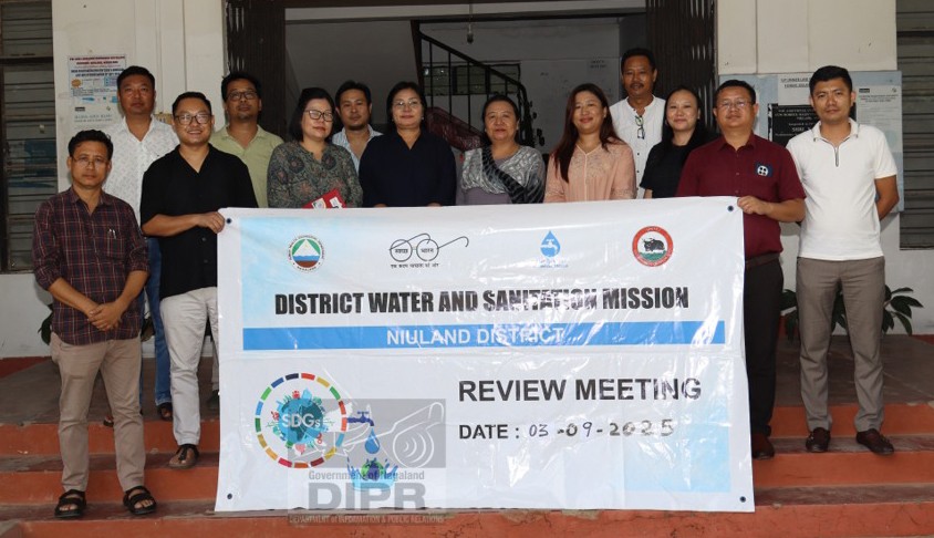 Officials and others during the District Water and Sanitation Mission meeting was held at the chamber of DC Niuland on September 3.  (DIPR Photo)